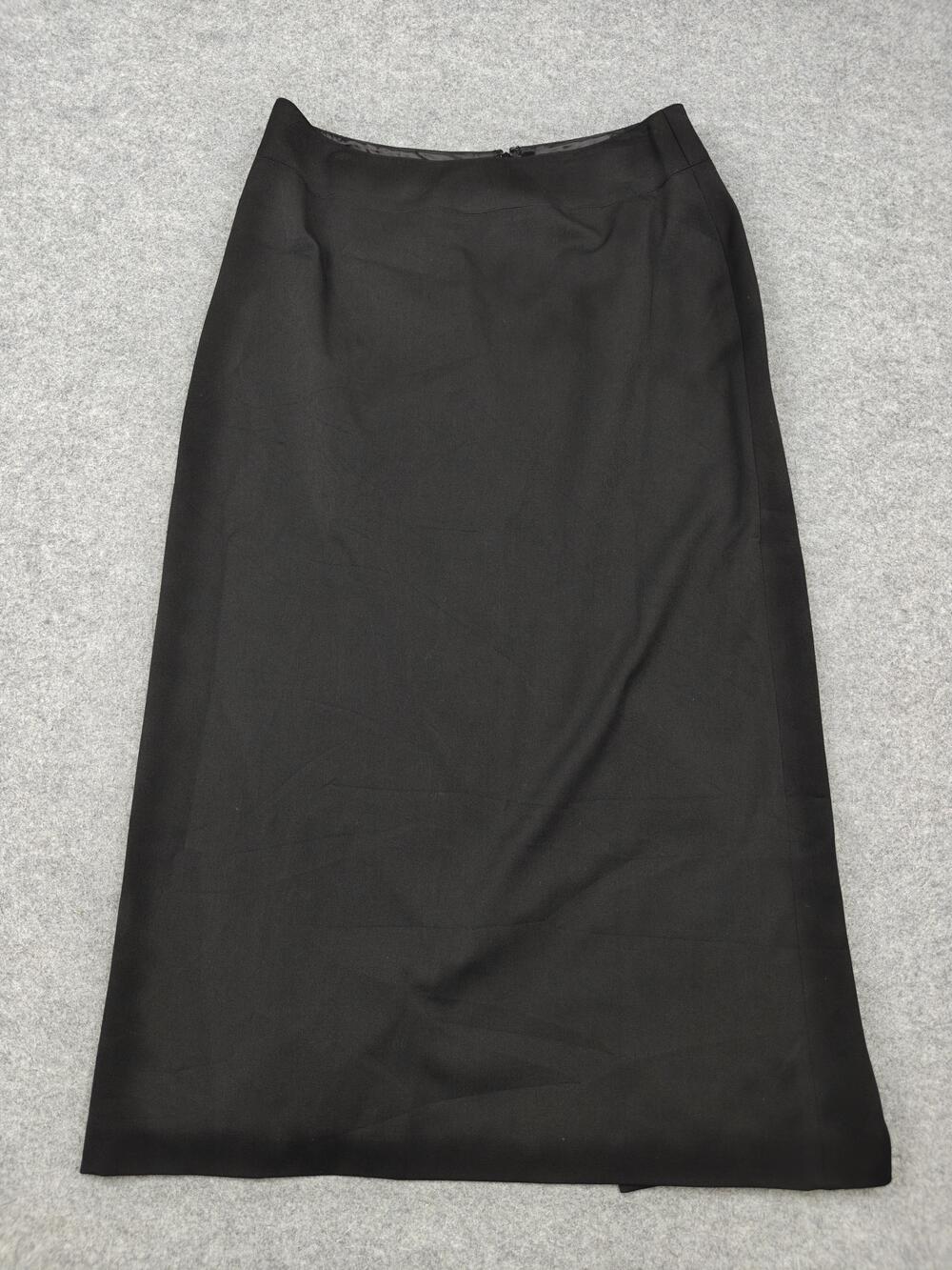 Talbots Skirt Womens 10 Petite Black Twill Long Pencil Lined Back Slit Stretch